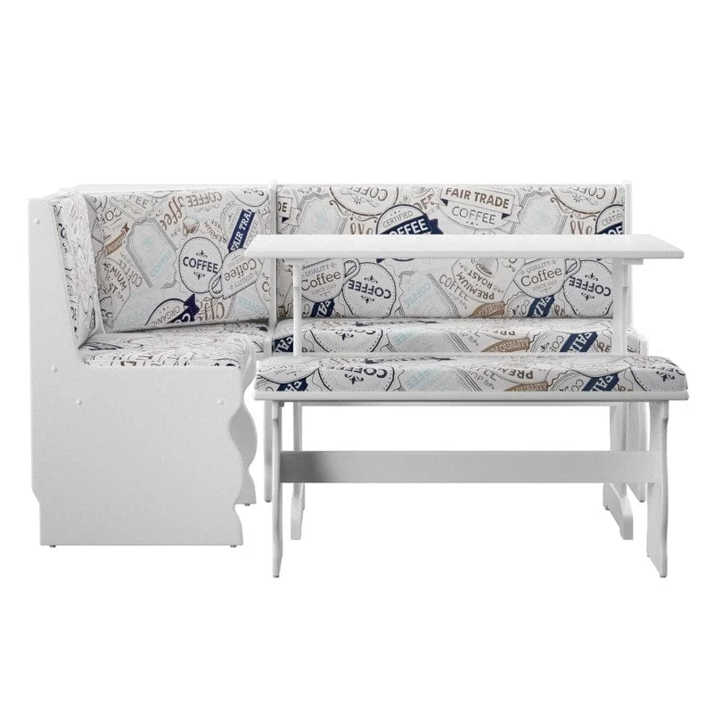 Hannah Breakfast Nook 3-Piece Dining Set With Corner Bench