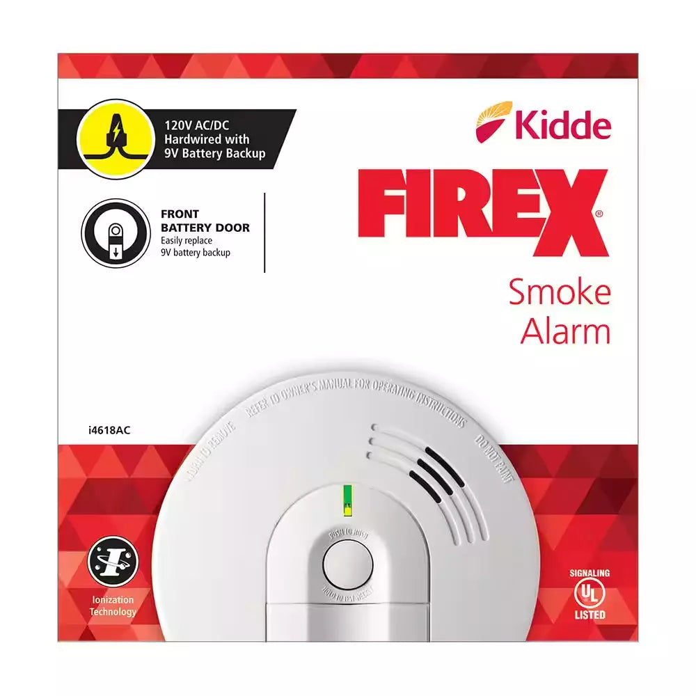 Hardwired Smoke Alarm With Ionization Sensor, 4-Pack, 120V AC, 9V Battery Backup - i4618