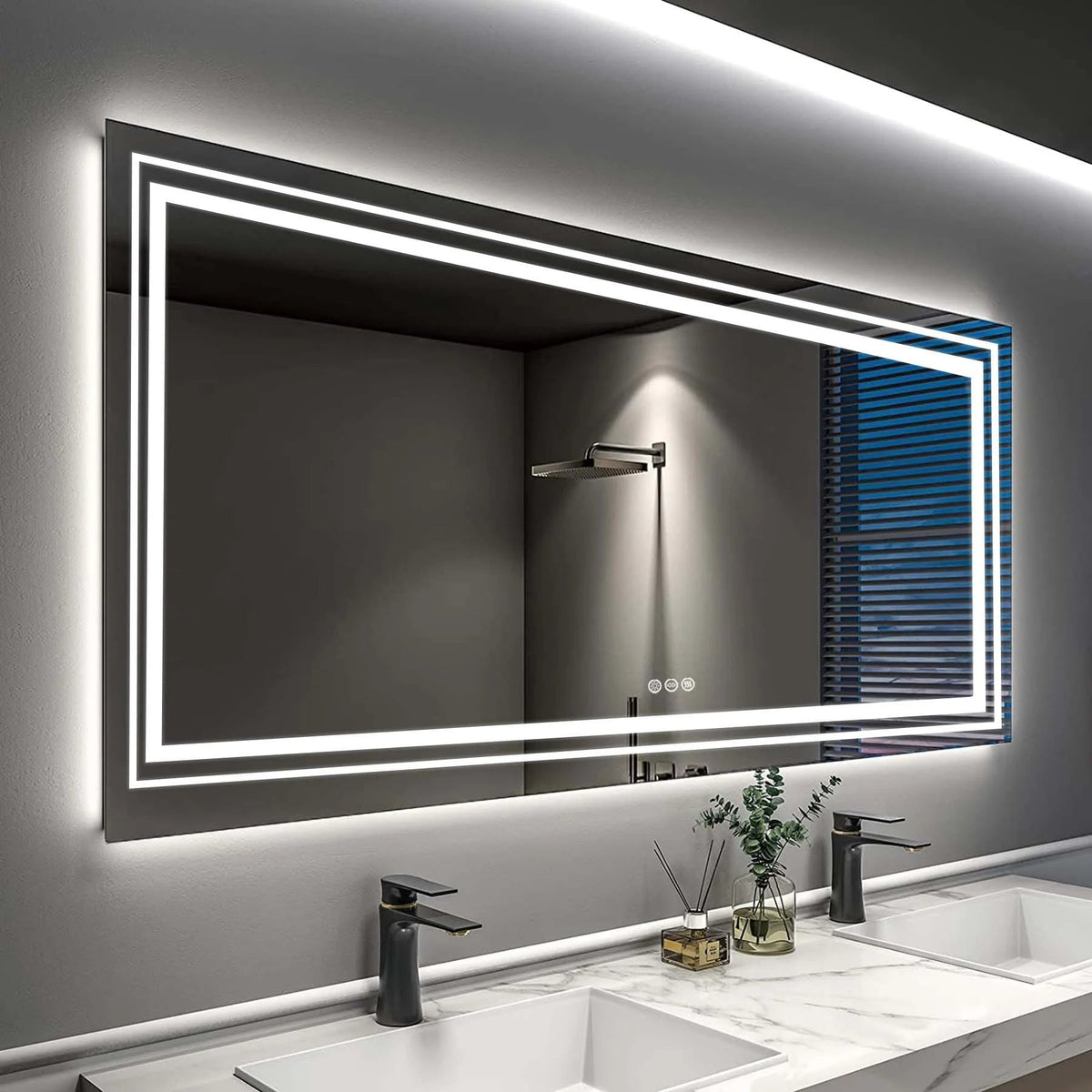 LED Lighted Bathroom Vanity Mirror, Silver, 3 Colors