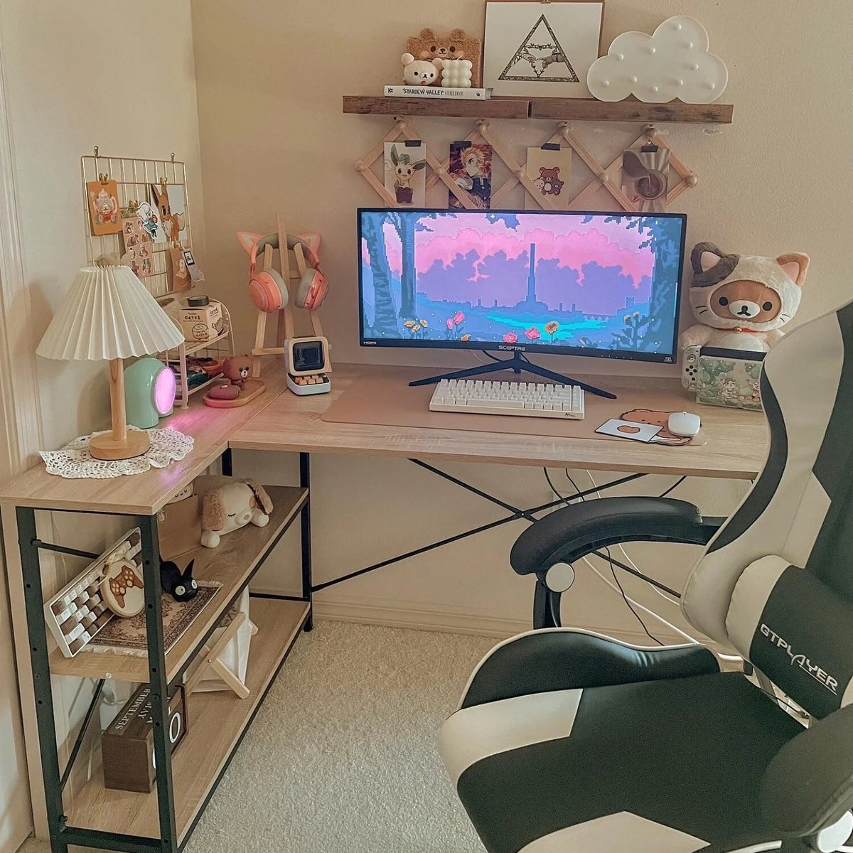 Small L-Shaped Computer Desk With Reversible Storage Shelves - 55-Inch / 47-Inch