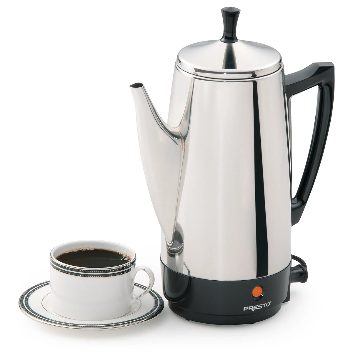 Presto Stainless Steel Percolator Coffee Maker, 2 to 12 Cups, Silver