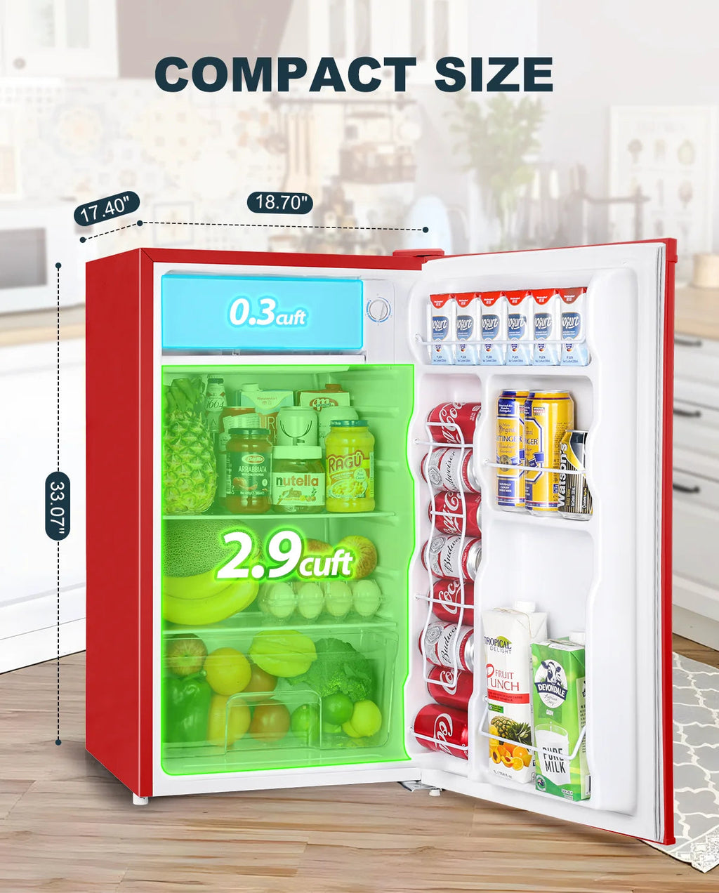 Upstreman 3.2 Cu.Ft. Single Door Mini Refrigerator With Freezer - BR321