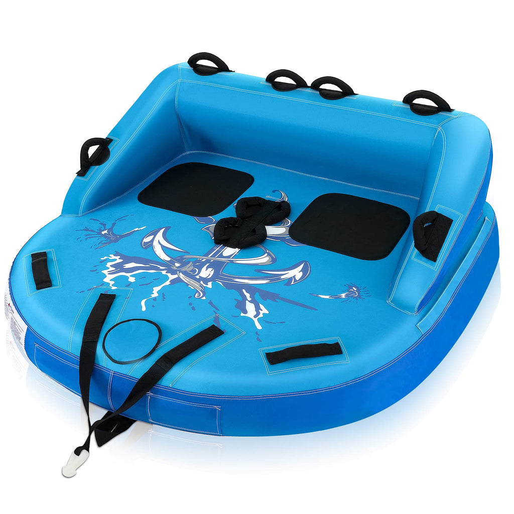 Inflatable 1-2 Person Sofa-Style Water Towable Tube With Drainage