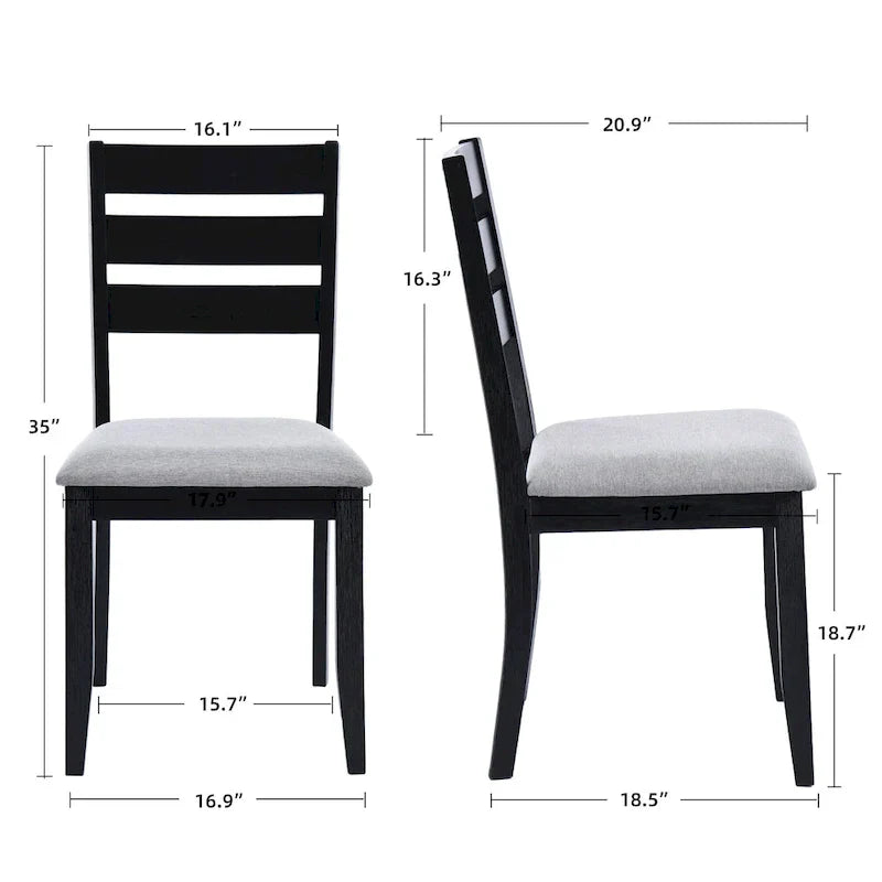 5-Piece Solid Wood Dining Table Set With 4 Slat Back Chairs - 47L