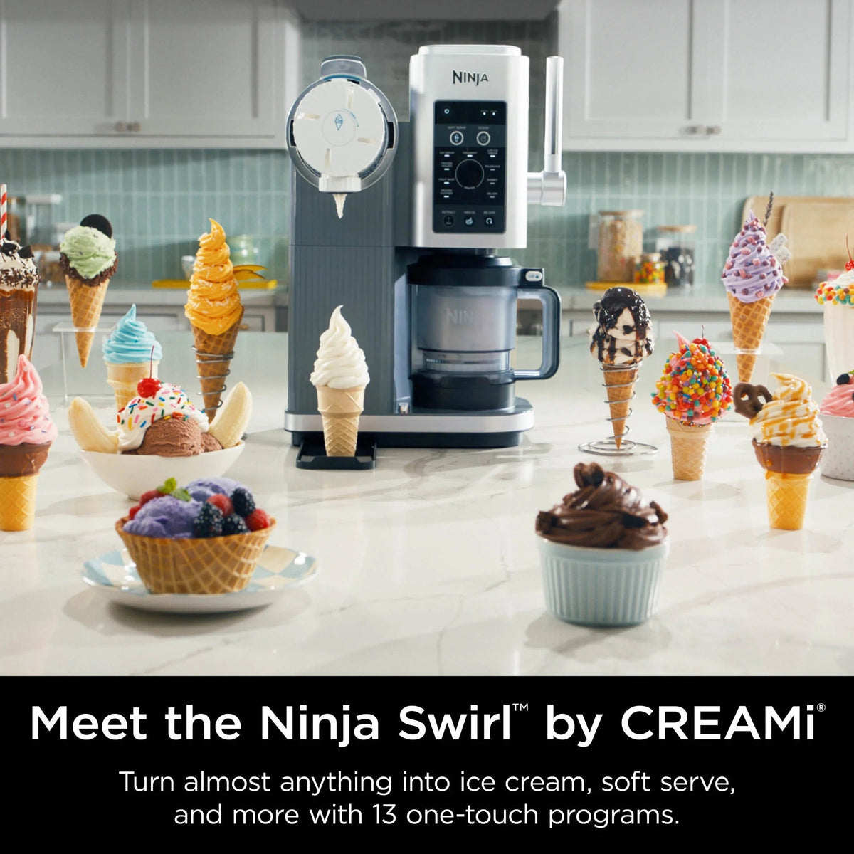 Ninja Swirl By CREAMi Soft Serve And Ice Cream Maker, 13 One-Touch Programs - NC701