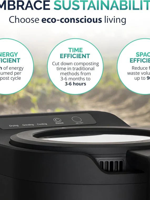 EcoChef Electric Kitchen Composter 2.5L - Odorless Countertop Bin With Clear-View Lid