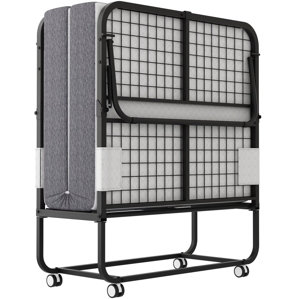 Folding Rollaway Guest Bed With 75in x 31in Cot Mattress And 5in Memory Foam