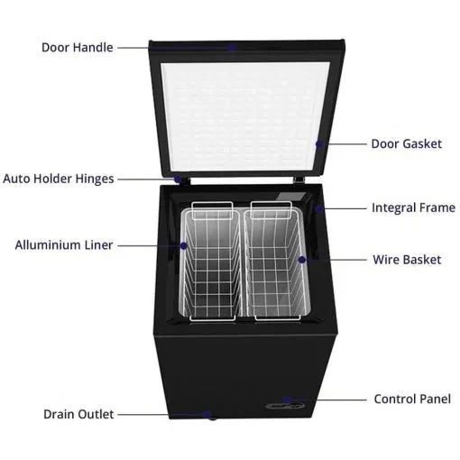 Northair Chest Freezer 3.5 Cu Ft With 2 Removable Baskets - Black