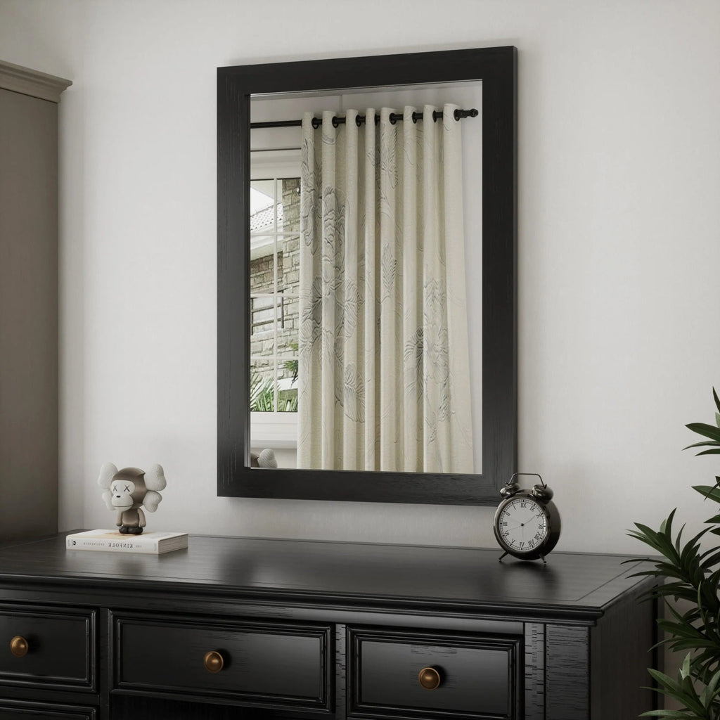 Rectangular Wall Mirror With Wood Frame, 18 x 26 in, 22 x 30 in, 24 x 36 in, or 40 x 26 in - Multiple Sizes
