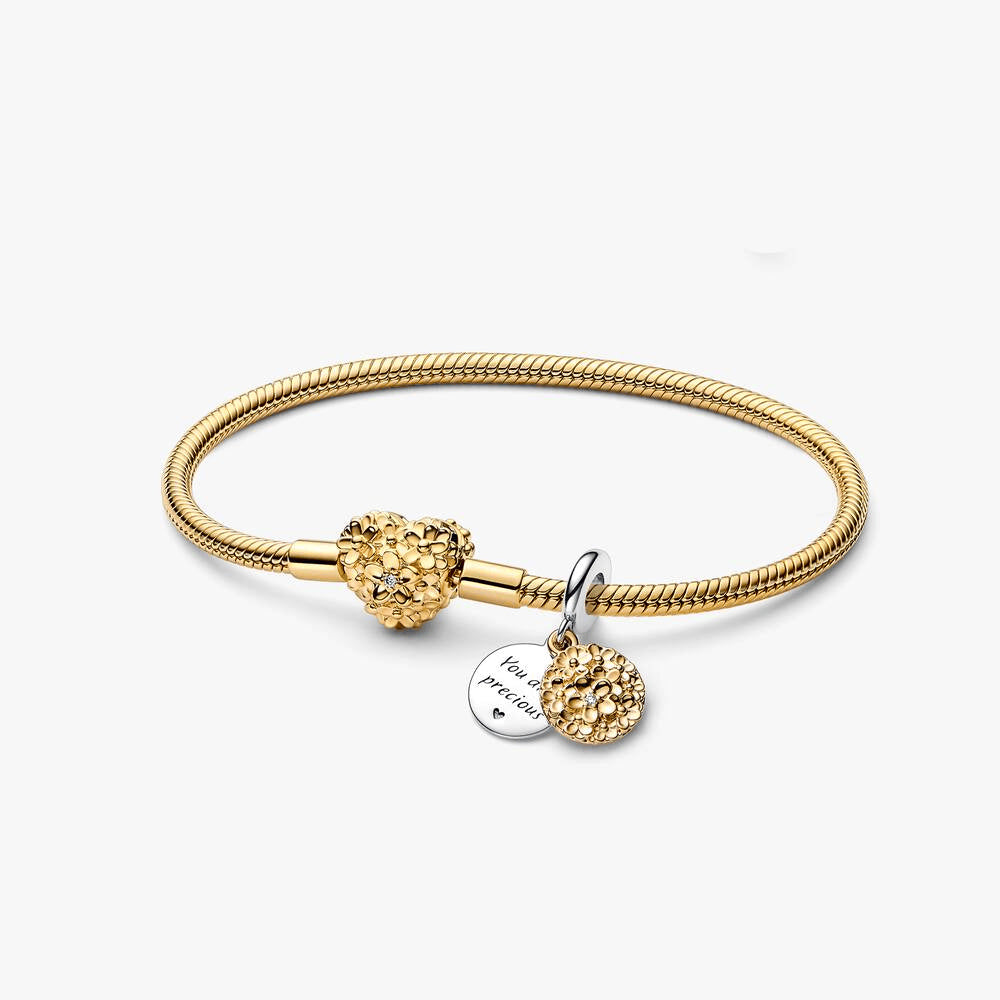 My Pandora Two Tone Daisy Dangle Charm Bracelet Set