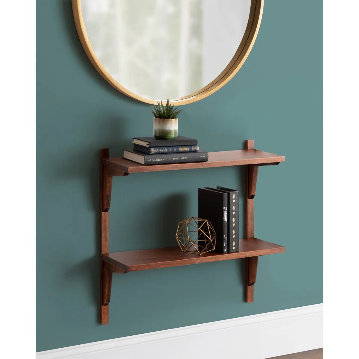 Mid-Century Wall Shelves, 24x8x24 Inch Decorative Wall-Mounted Storage And Display Shelving
