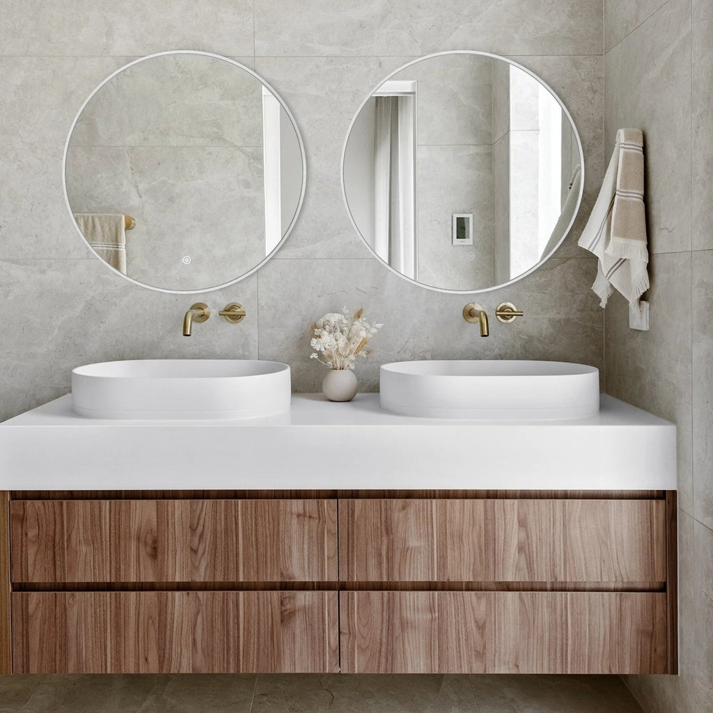 Round Bathroom Vanity Mirror, 24x24 / 36x36, Black, Brushed Gold or Silver