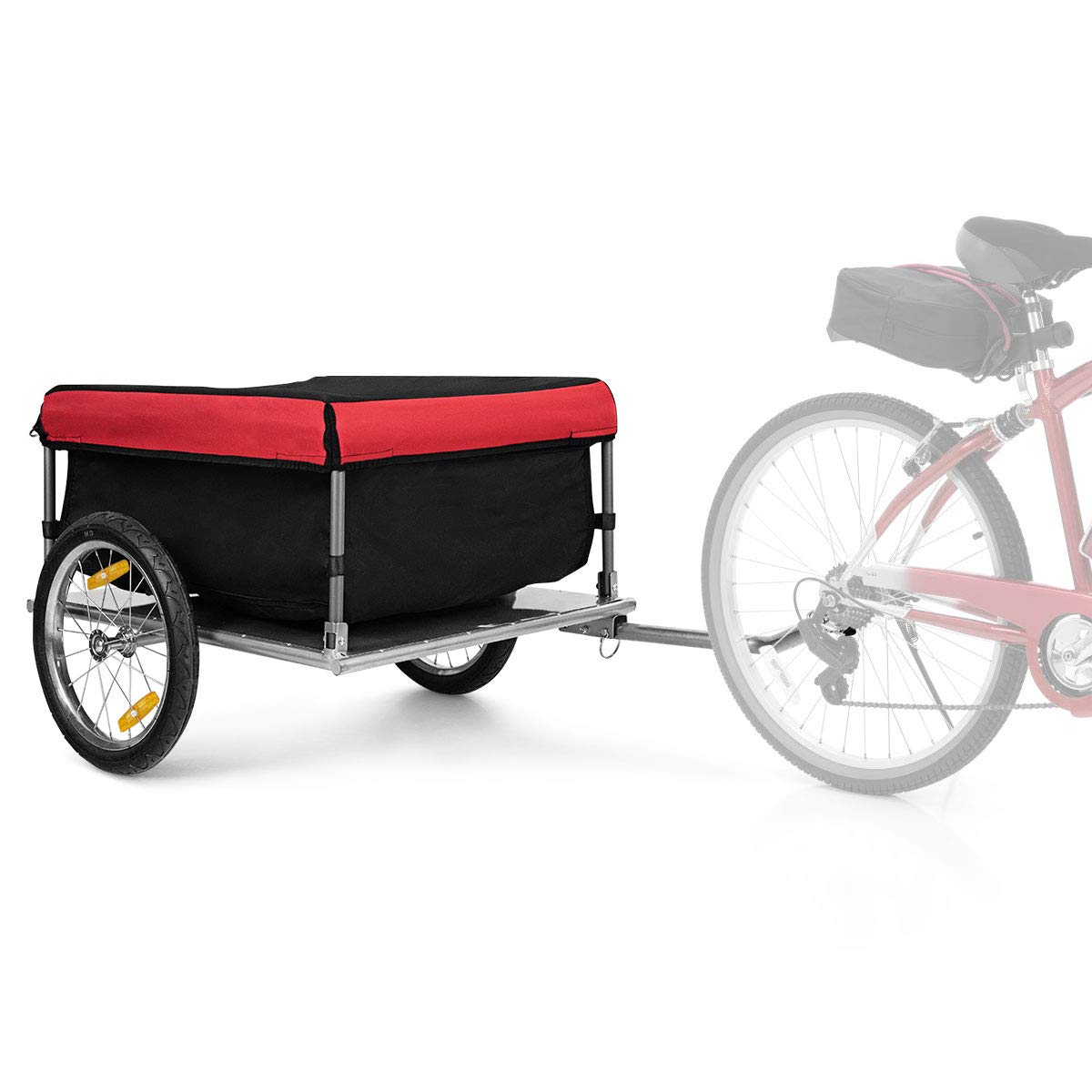 Folding Bicycle Cargo Trailer, 88 lbs Capacity, 16-Inch Wheels, Red and Black