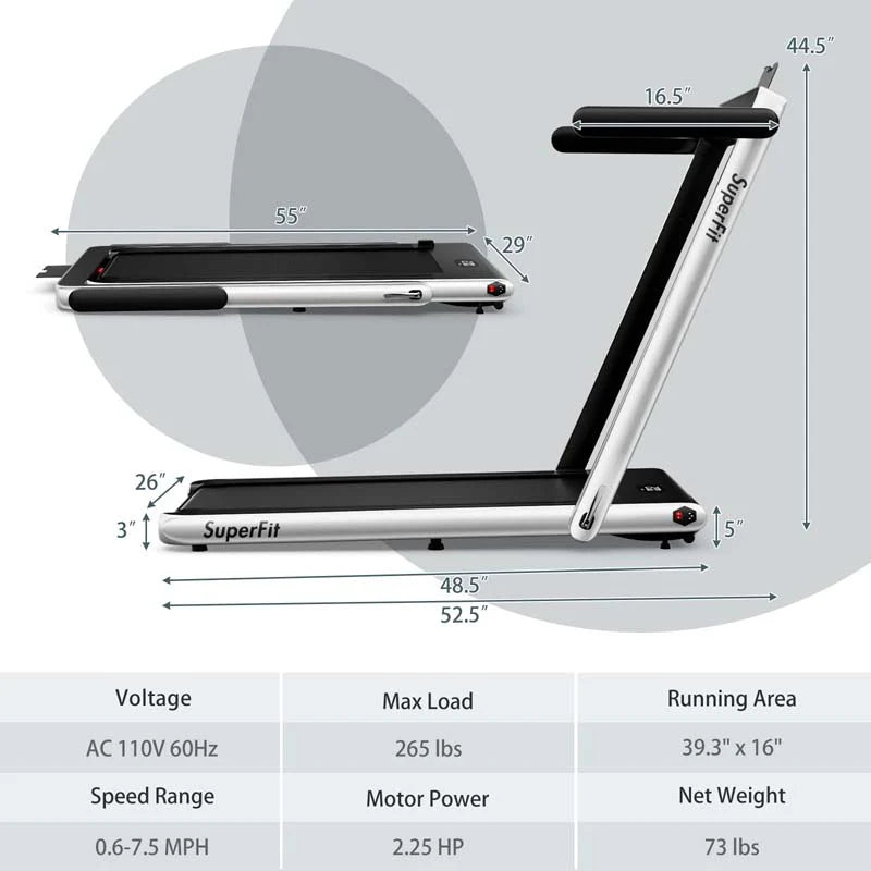 GYMAX 2-in-1 Folding Under Desk Treadmill With Speaker, App And Remote Control - 2.5HP