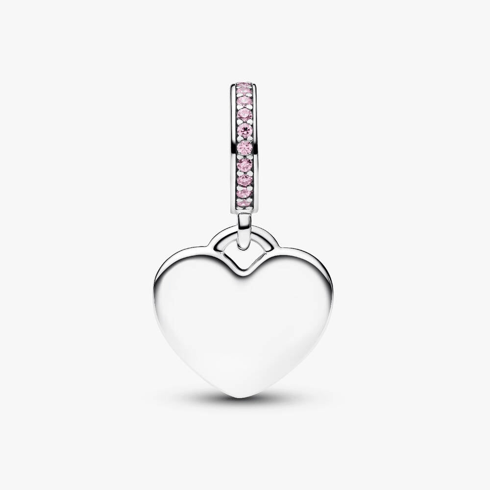 Heart Pink Stone Dangle Charm