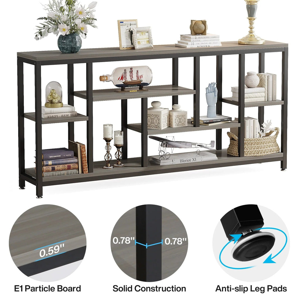 3-Tier Console Sofa Table With Storage, 70.9 Inch