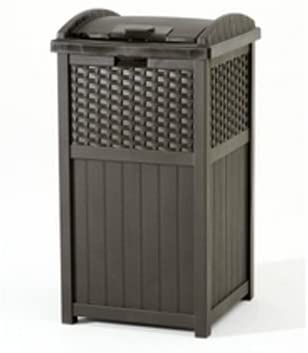 Suncast 77 Quart Resin Beverage Cart, Java, With 33 Gallon Resin Trash Can