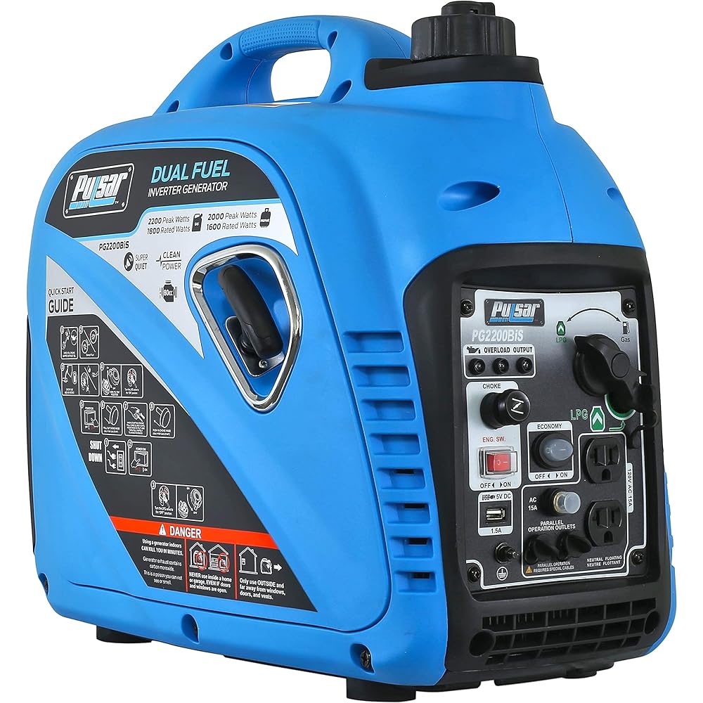 Pulsar Portable Dual Fuel Quiet Inverter Generator, 2200W - PG2200BiS