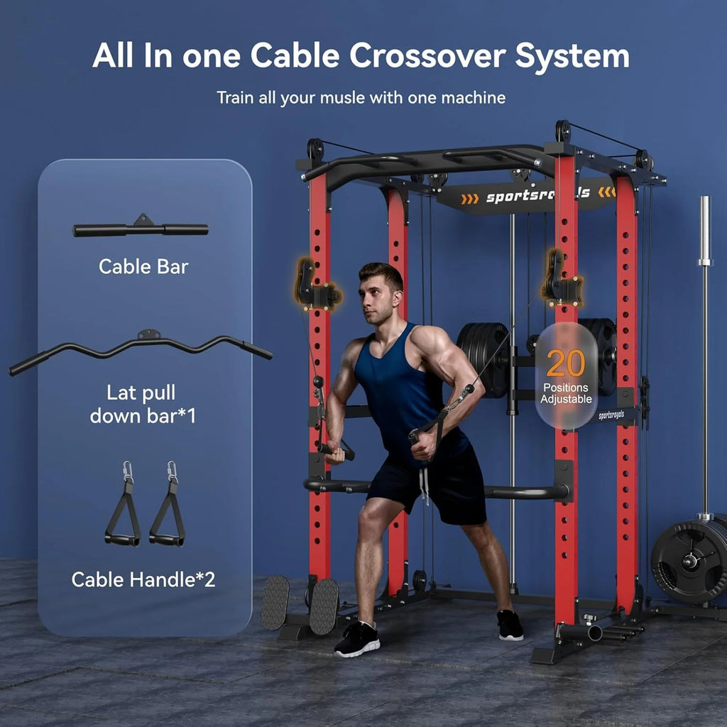 Sportsroyals Power Cage With Lat Pulldown, Black - Power Cage