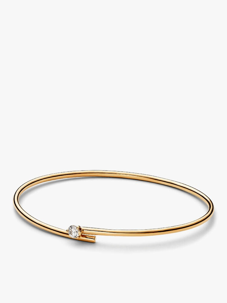Pandora Nova 14k Gold Lab-grown Diamond Open Bangle