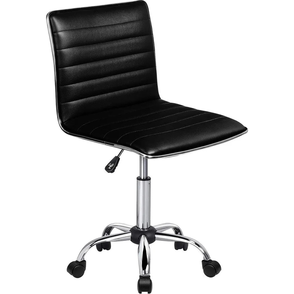 Adjustable Mid-Back Armless Swivel Office Chair With PU Leather - 265 lbs.