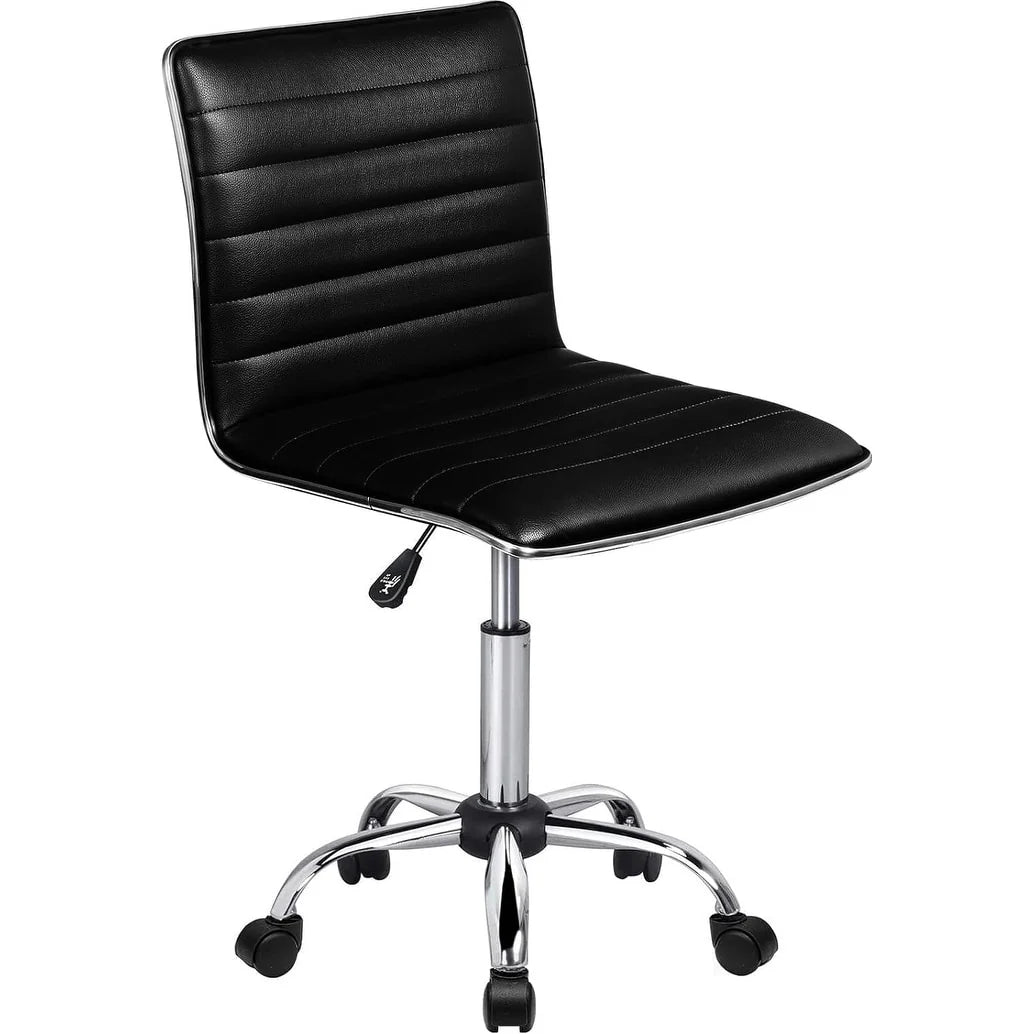Adjustable Mid-Back Armless Swivel Office Chair With PU Leather - 265 lbs.