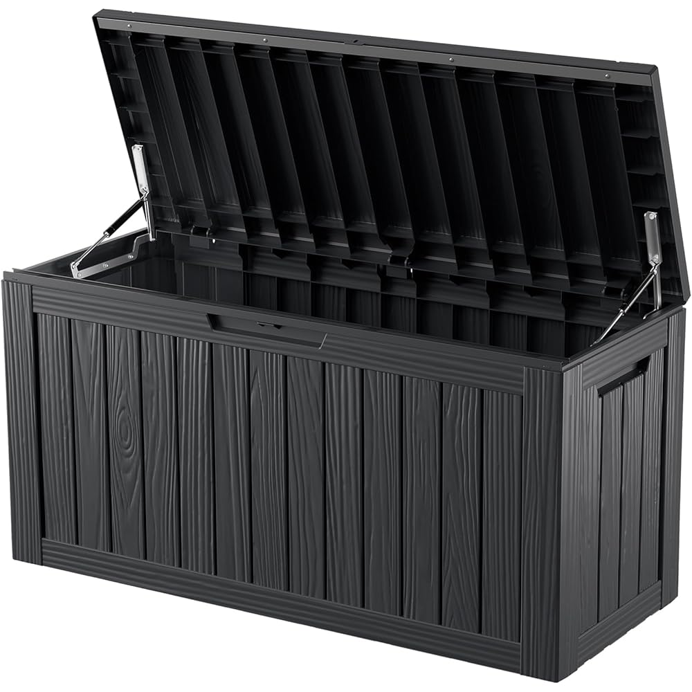 Decksplore 80-Gallon Lockable Resin Outdoor Storage Box - Black