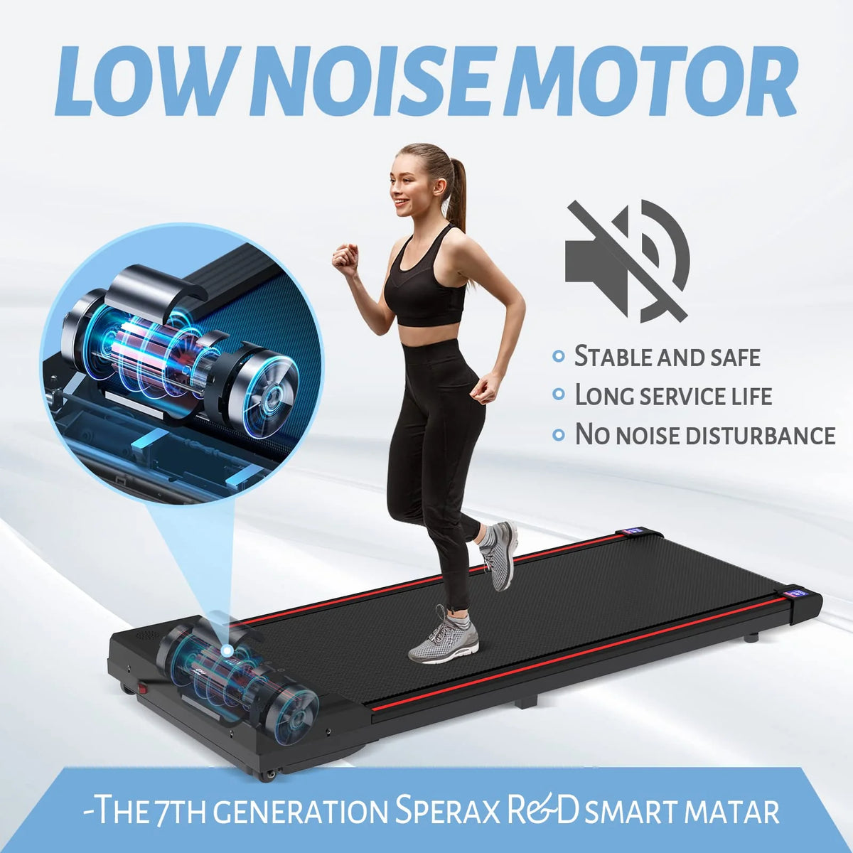 Sperax Under Desk Walking Pad Treadmill, 2.5 Horsepower, 320 lb Capacity