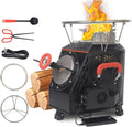 Smokeless Stainless Steel Camping Stove, Wood Fuel, Black, 3 Adjustable Levels
