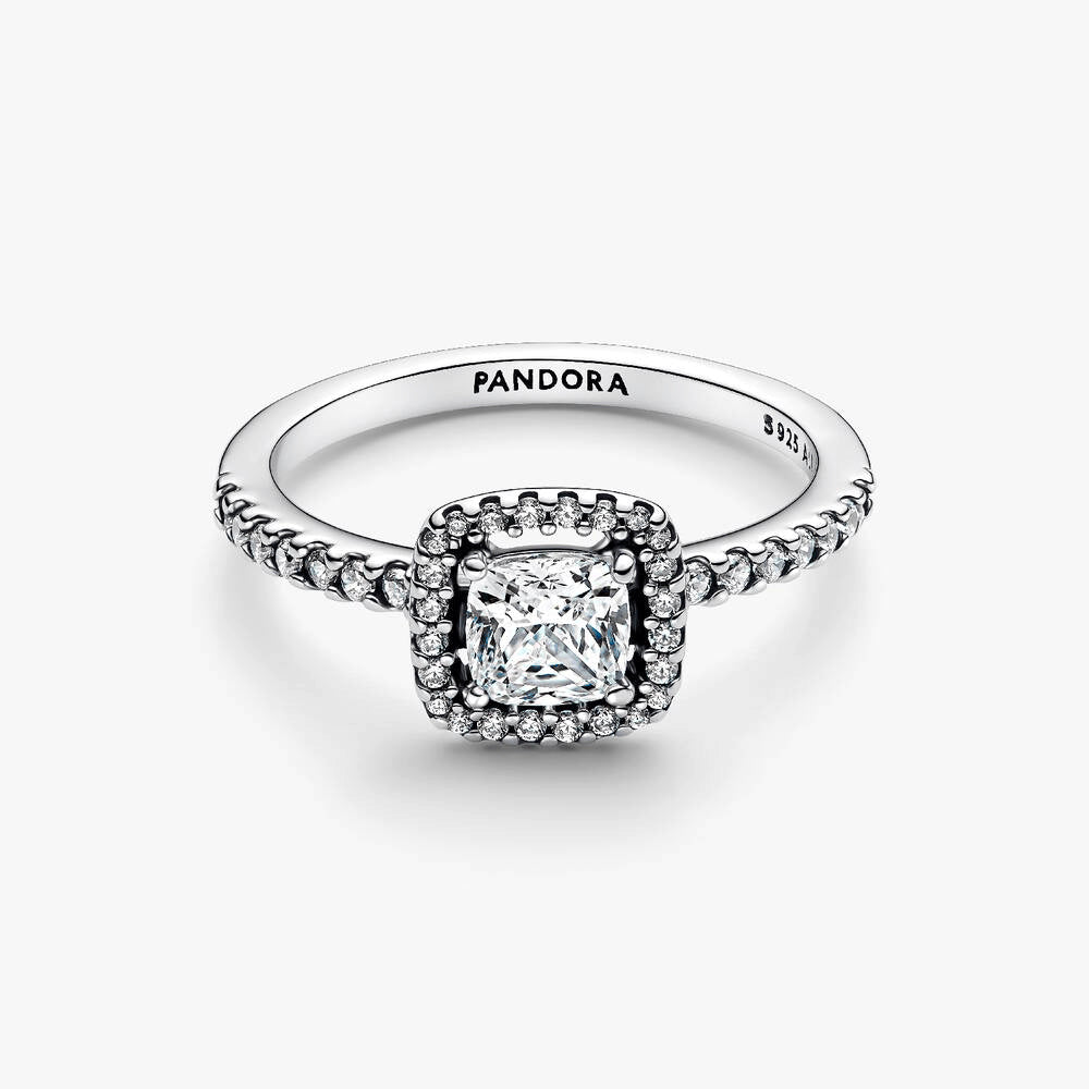 Sparkling Square Halo Ring