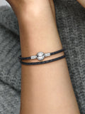 Pandora Moments Double Black Leather Bracelet