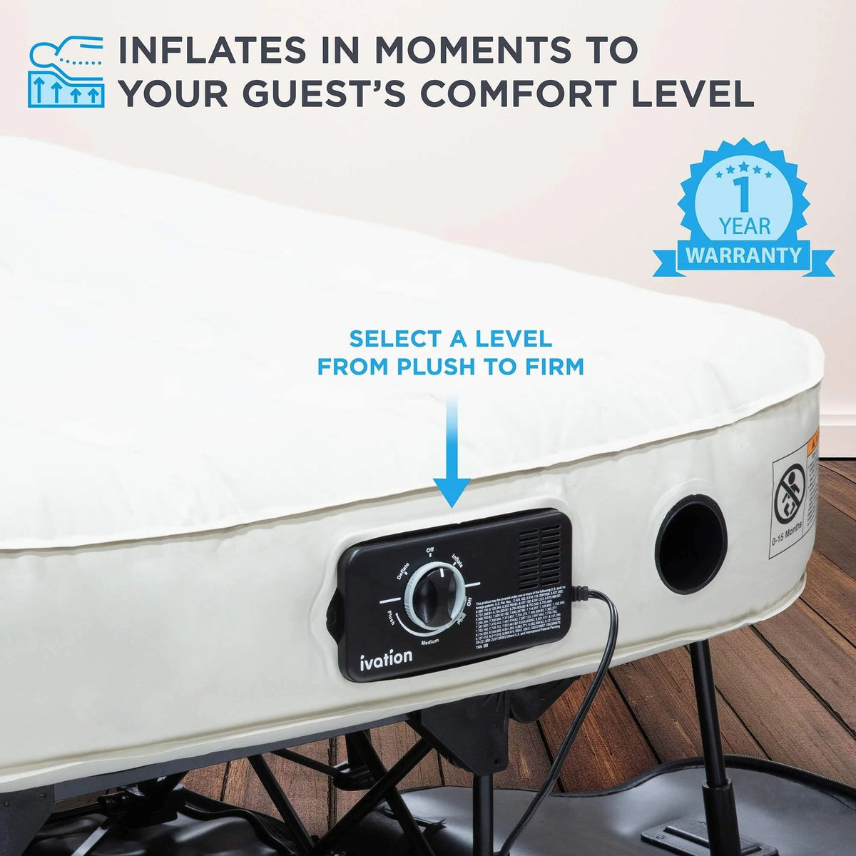Ivation EZ-Bed Twin Air Mattress With Frame, Rolling Case And Built-In Pump