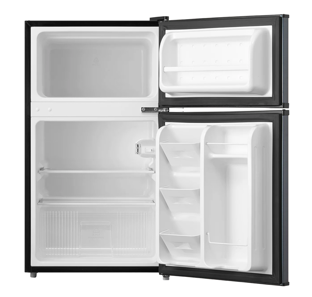 Arctic King Two-Door Mini Fridge With Freezer, 3.2 Cu ft, 18.5 in x 19.4 in x 33.3 in, Stainless Steel - E-Star