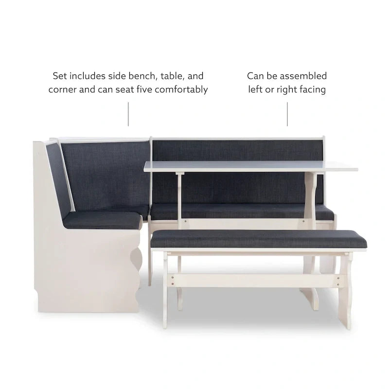 Hannah Breakfast Nook 3-Piece Dining Set With Corner Bench