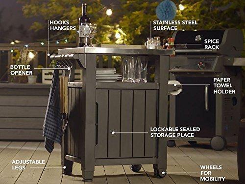 Keter Unity Outdoor Storage Table And Cabinet, 40 Gallons, Espresso Brown