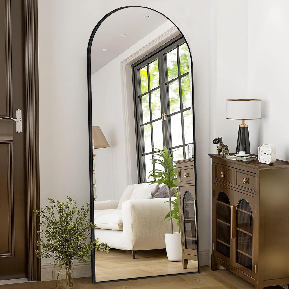 Arched Full Length Floor Mirror With Aluminum Alloy Frame - 65x22, 71x24, 71x28, 71x32