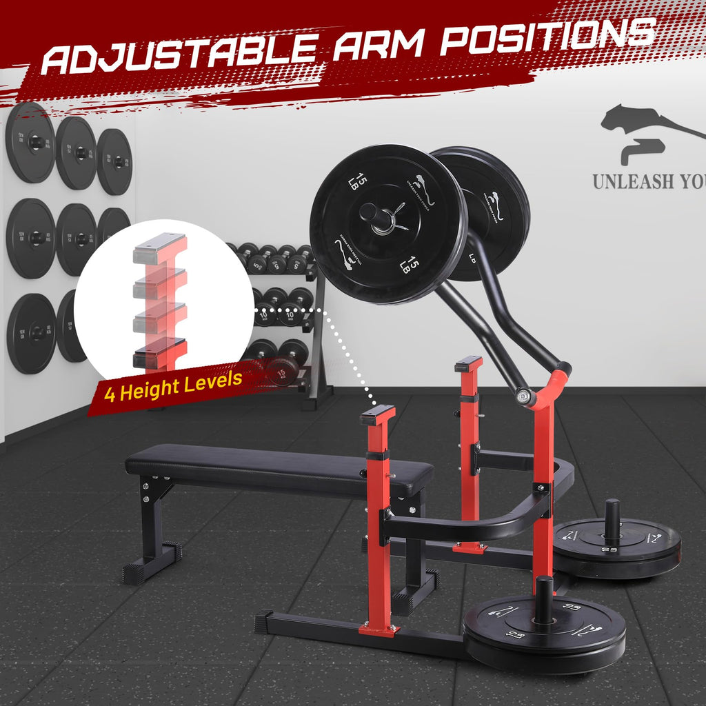 Chest Press Machine With Independent Converging Arms, Adjustable Flat Bench, 1050LBS Capacity, Red