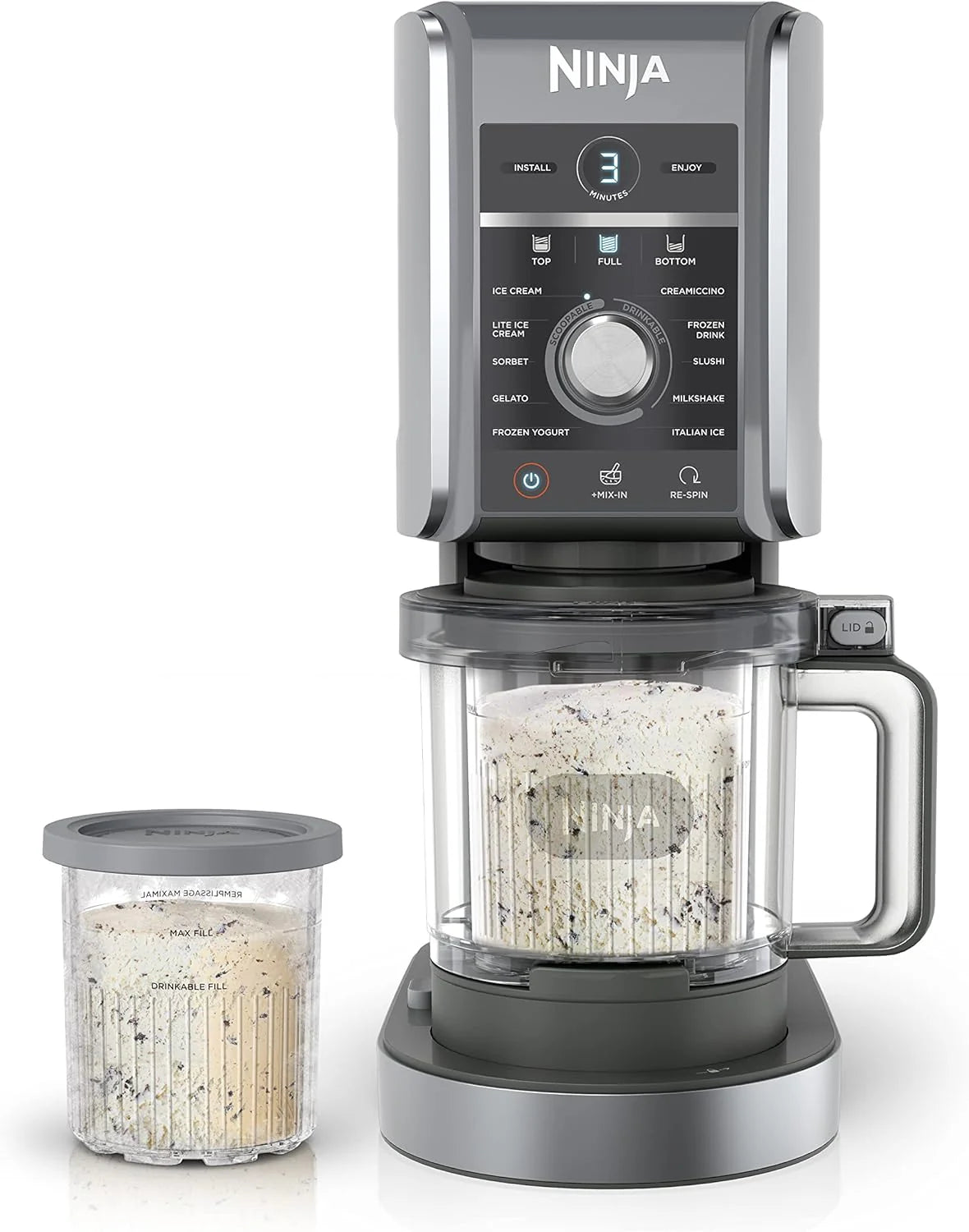 7-in-1 Ice Cream Maker With 2 Pint Containers And Lids - Silver