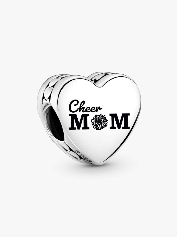 Engravable Cheer Mom Heart Charm