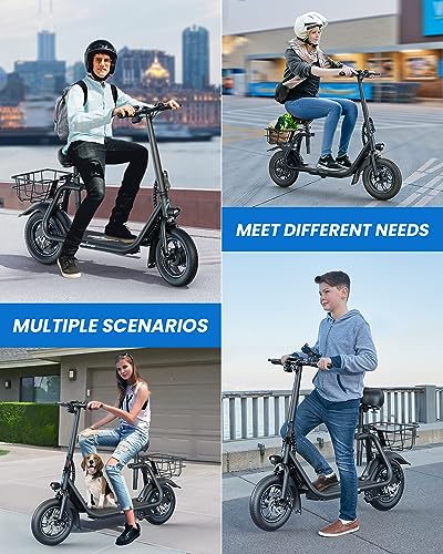 URBANMAX Electric Scooter With Seat, 450W, 22 Miles, Black - C1