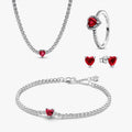 Red Sparkling Heart Tennis Jewelry Set
