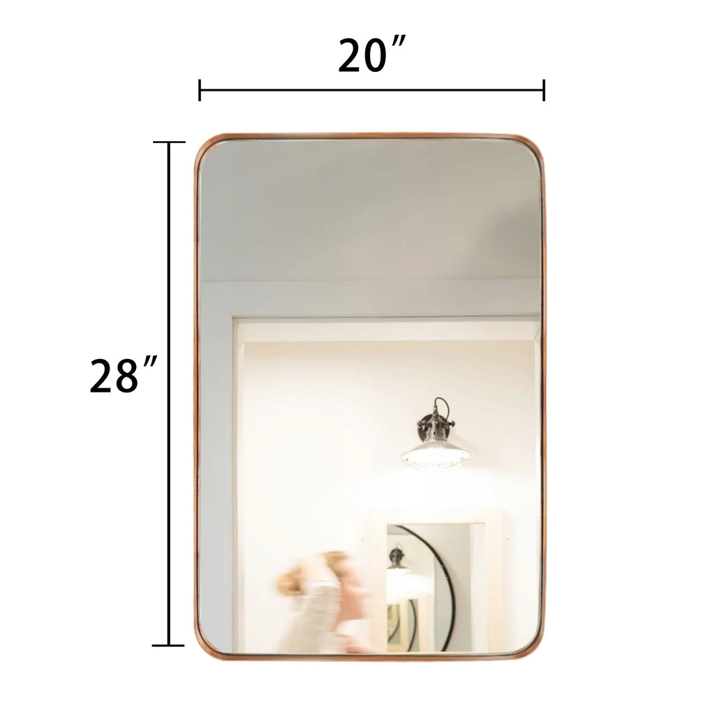 Framed Wall Vanity Mirror With Rounded Corners, 1 Piece