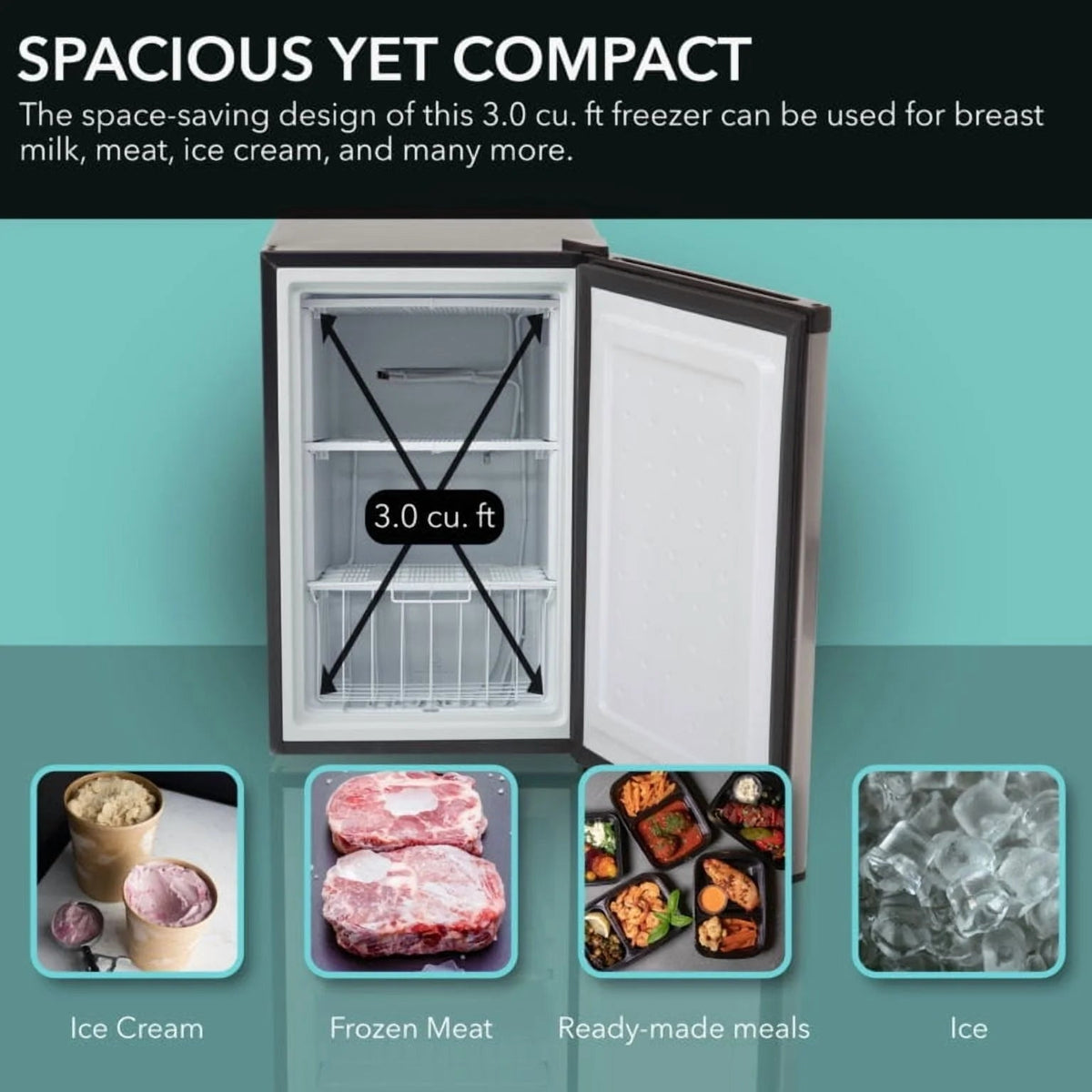 Whynter Upright Freezer 3.0 Cu. Ft., Stainless Steel, Lock - Cuf-301SS