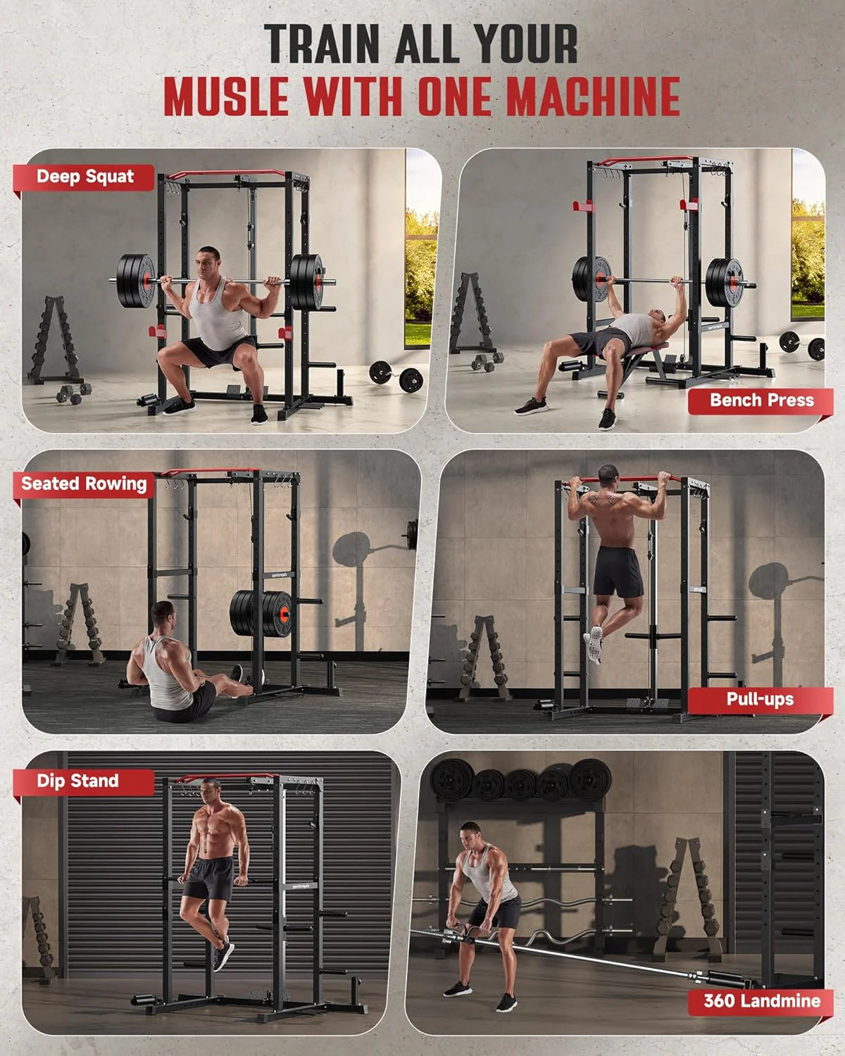 Sportsroyals Power Cage With Lat Pulldown, Black - Power Cage
