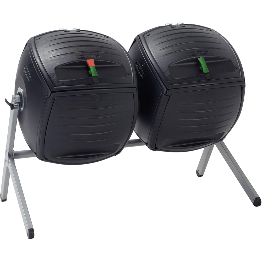 Lifetime Dual Compost Tumbler, Black, Two 50-Gallon Barrels - 60072