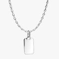 Engravable Rectangle Tag Pendant & Infinity Chain Necklace Set