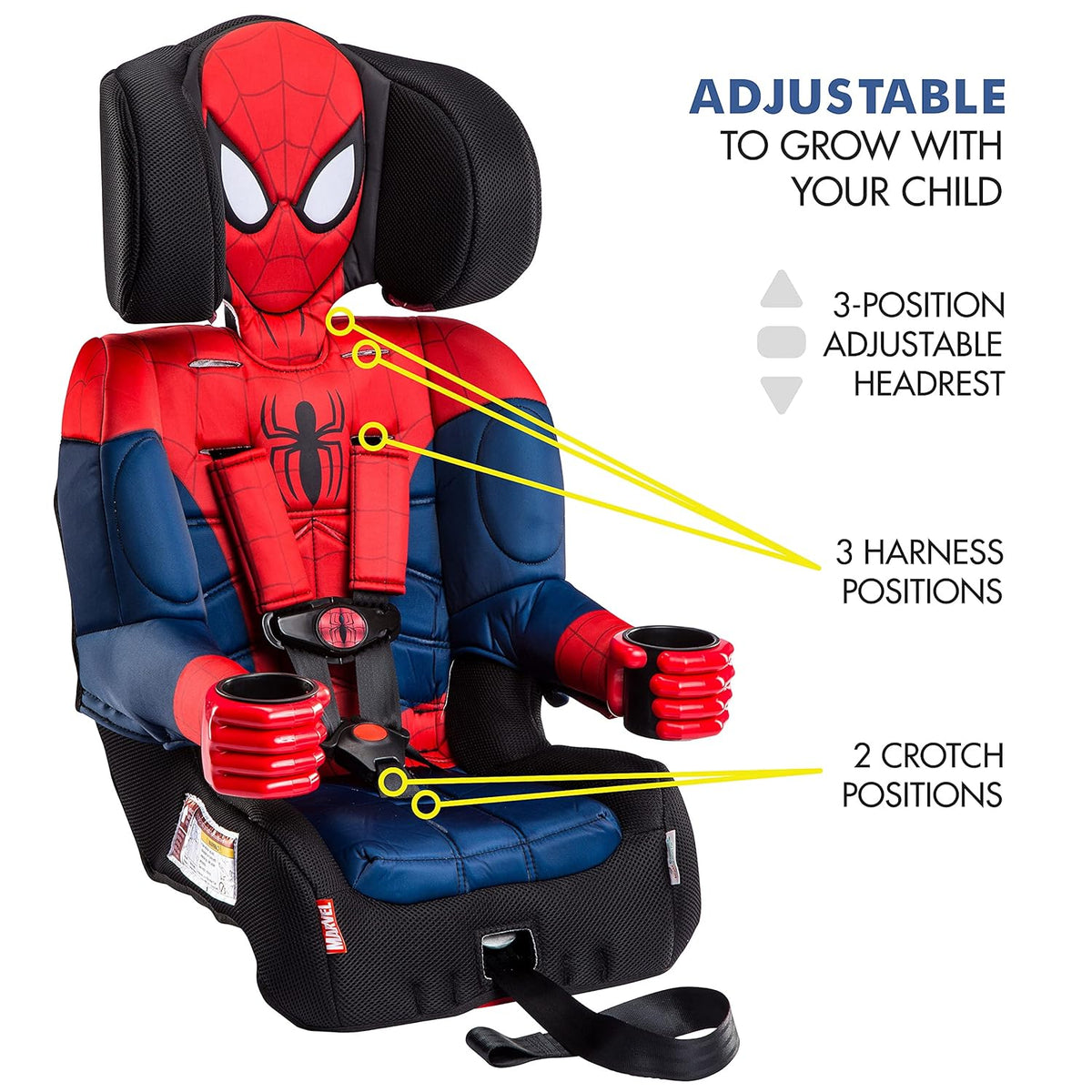 KidsEmbrace Marvel Spider-Man 2-in-1 Forward-Facing Booster Car Seat, 22-65 lbs/40-100 lbs