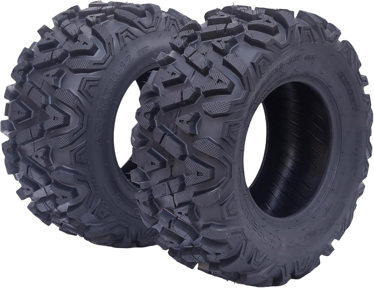 Set Of 2 All-Terrain ATV/UTV Off-Road Tires, 26x12-12, 6PR, Black