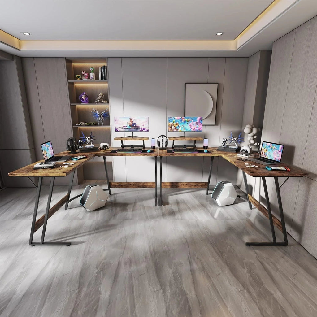 L-Shaped Gaming Computer Desk With Removable Monitor Stand, 51.3 in x 19.8 in x 29 in