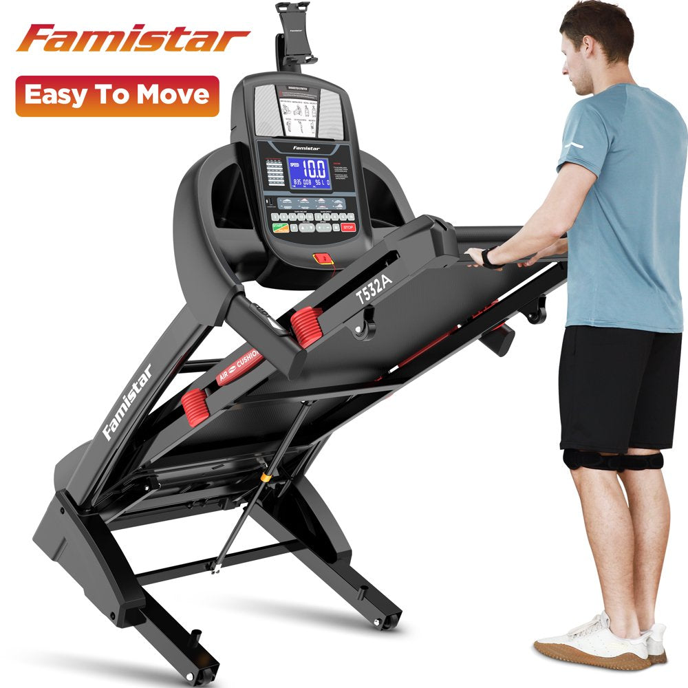 Famistar Folding Treadmill With 15 Levels Auto Incline, 300LB Capacity And 10MPH Speed